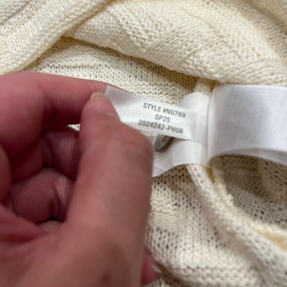 NWT Madewell Basket Weave Stitch Long Sleeve Sweater Tee Sz L Cream Preppy - Picture 5 of 7